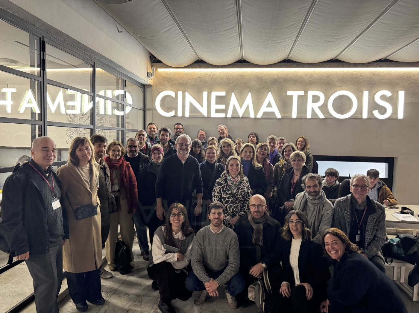 Group photo of STARTUP project partners during the kick-off meeting at Cinema Troisi in Rome, January 2025.