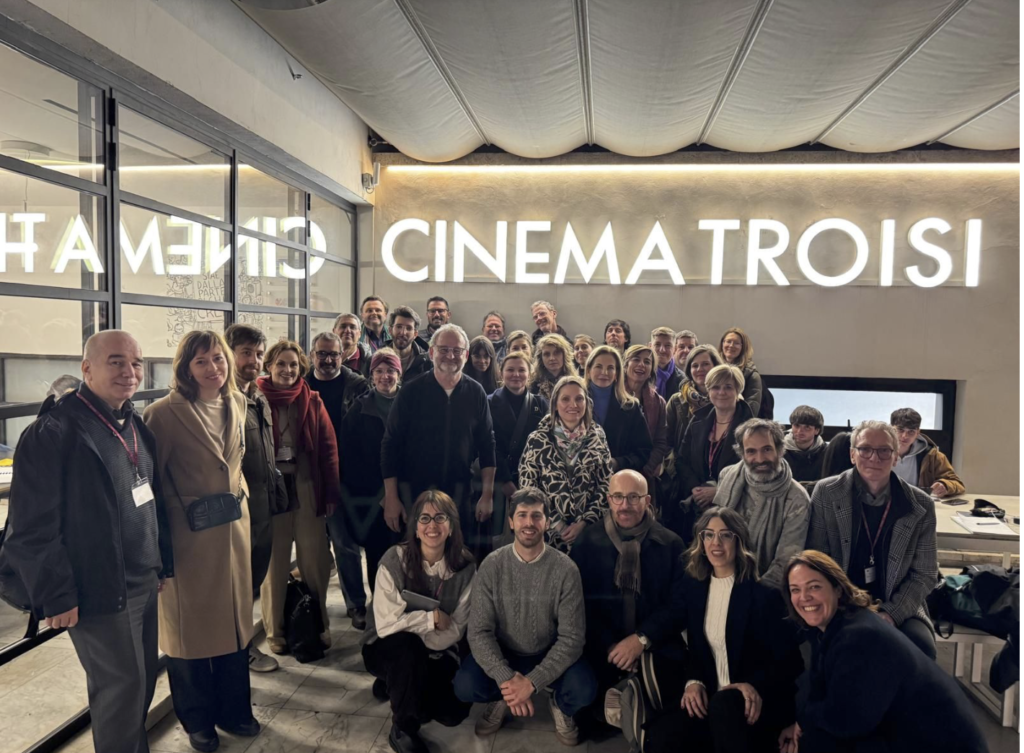 Group photo of STARTUP project partners during the kick-off meeting at Cinema Troisi in Rome, January 2025.